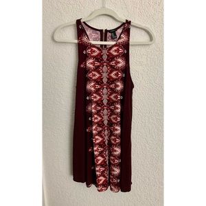 Forever 21 Pink Maroon Red Diamond Shift Swing Mini Dress Size Medium